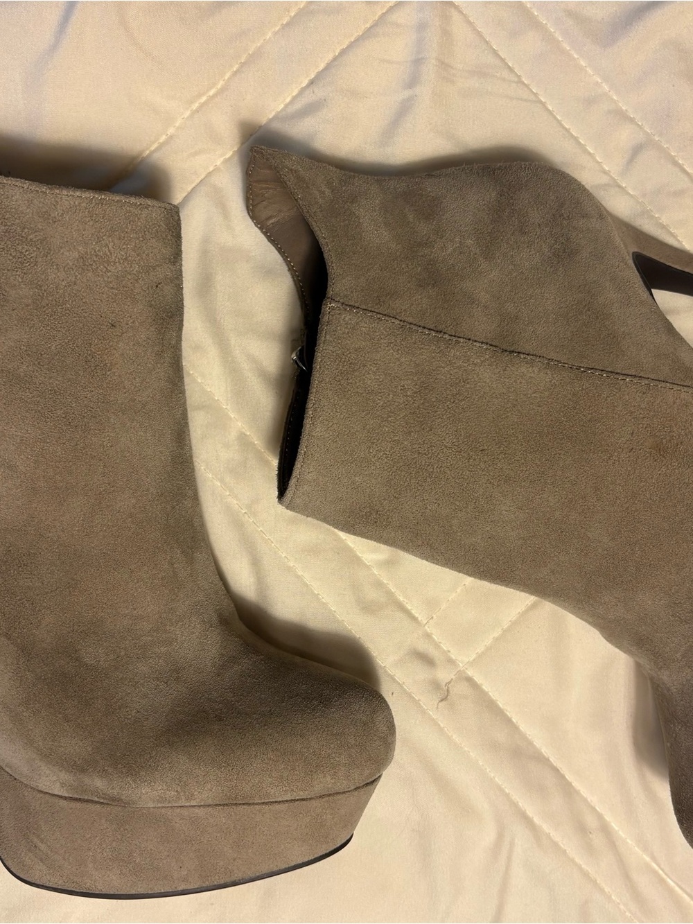 Jessica Simpson Taupe Suede Platform Ankle Booties